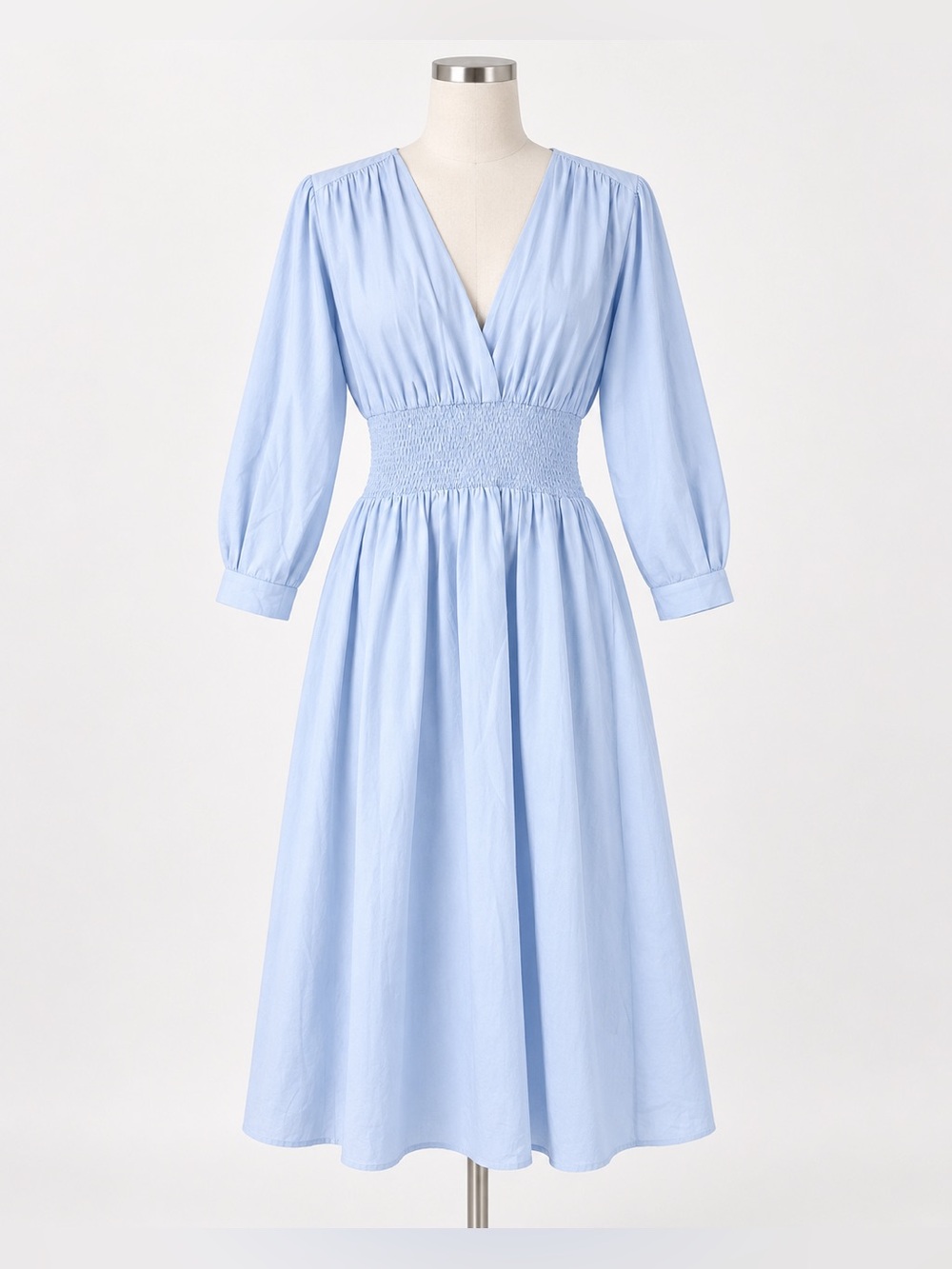 Zara Midi Dress Blue V-Neck Casual Workwear Elastic Waist Women S Fall Cocktail